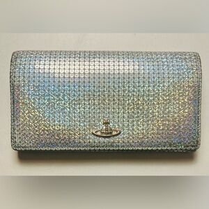 Vivienne Westwood Rare Silver Rainbow Metallic Large Continental Wallet